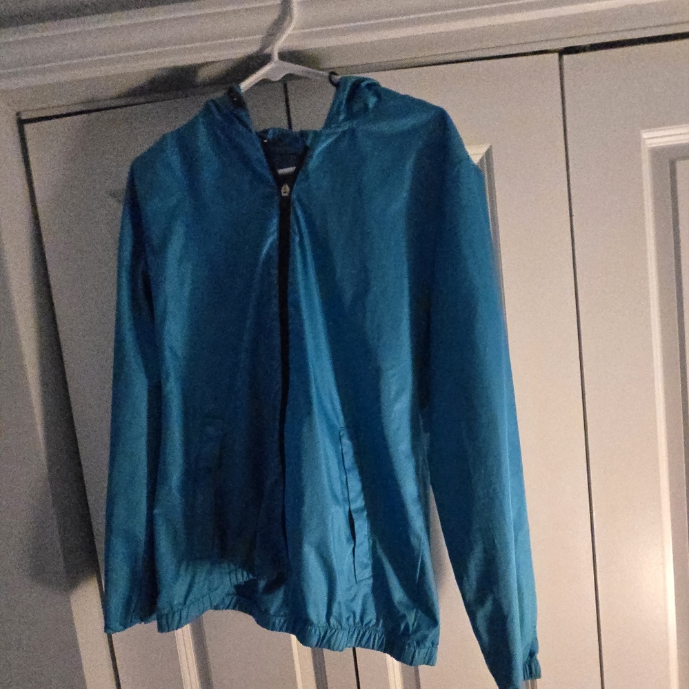 Blue Hooded Rain Jacket